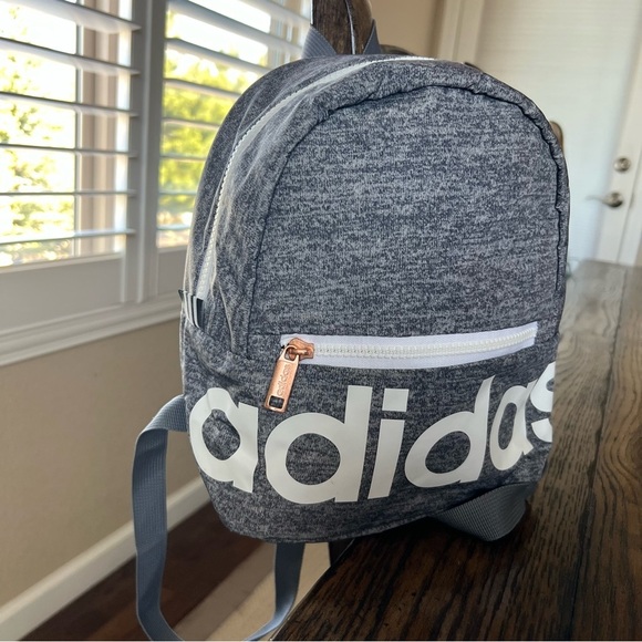 ADIDAS Linear Mini Backpack Small Gray Adjustable Travel Bag, - Picture 2 of 15